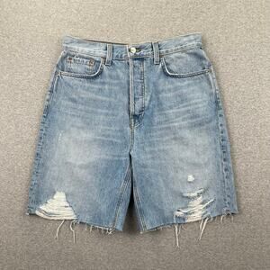 GRLFRND Denim Jean Shorts Women 29 Blue Quinn High Rise 90s Boyfriend Light Wash